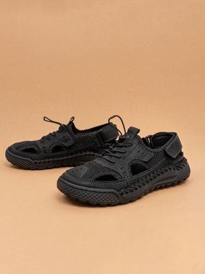 Чоловічі кросівки літні туфлі Fashion 99807 чорні сітка фото