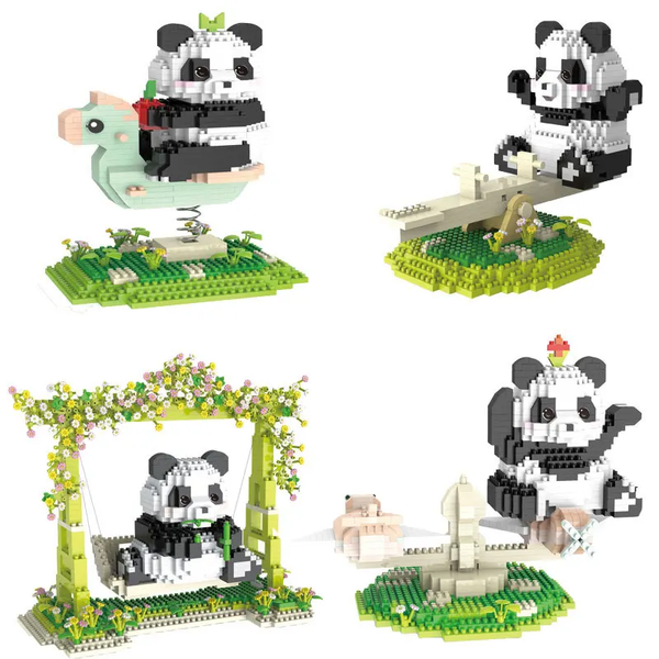 Конструктор з мікроблоків Panda 66551 панда на гойбалці 1000 блоків фото