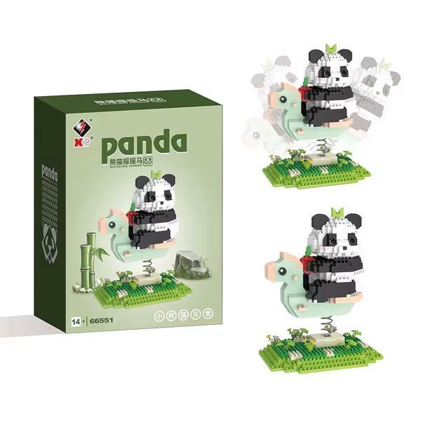 Конструктор з мікроблоків Panda 66551 панда на гойбалці 1000 блоків фото