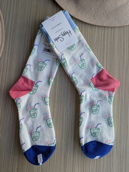 Шкарпетки жіночі Happy Socks білі Коктейль демісезонні фото