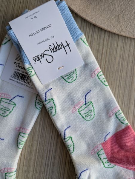 Шкарпетки жіночі Happy Socks білі Коктейль демісезонні фото