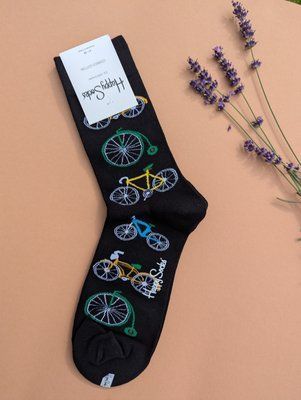 Шкарпетки чоловічі Happy Socks чорні Велосипед демісезонні фото