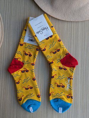 Шкарпетки жіночі Happy Socks жовті Окуляри демісезонні фото