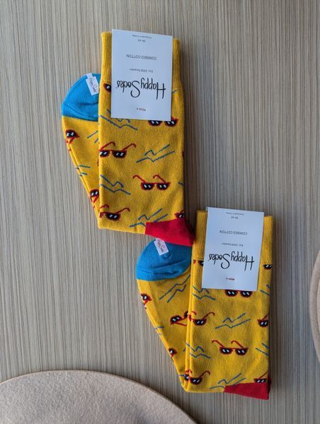 Шкарпетки жіночі Happy Socks жовті Окуляри демісезонні фото