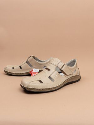 Чоловічі літні туфлі Rieker 05284/60 бежеві натуральна шкіра фото