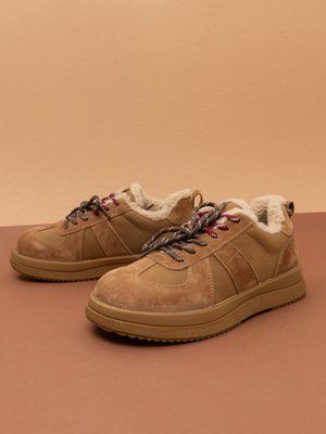 Жіночі зимові черевики кросівки Fashion R6103 кемел замшеві фото