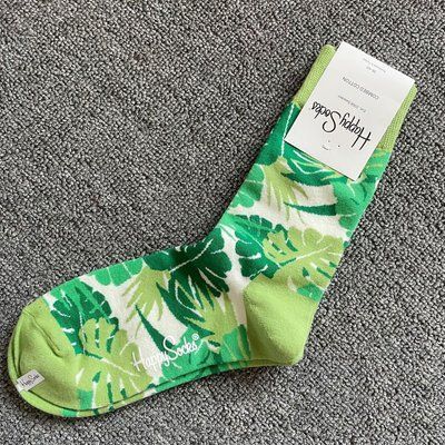 Шкарпетки жіночі Happy Socks зелені Листя демісезонні фото