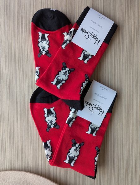 Шкарпетки чоловічі Happy Socks червоні Песики демісезонні фото
