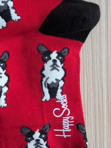 Шкарпетки чоловічі Happy Socks червоні Песики демісезонні фото