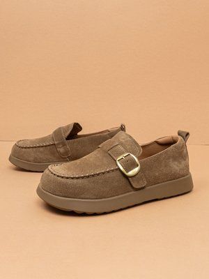 Жіночі туфлі лофери Fashion 9957 бежеві натуральна замша фото
