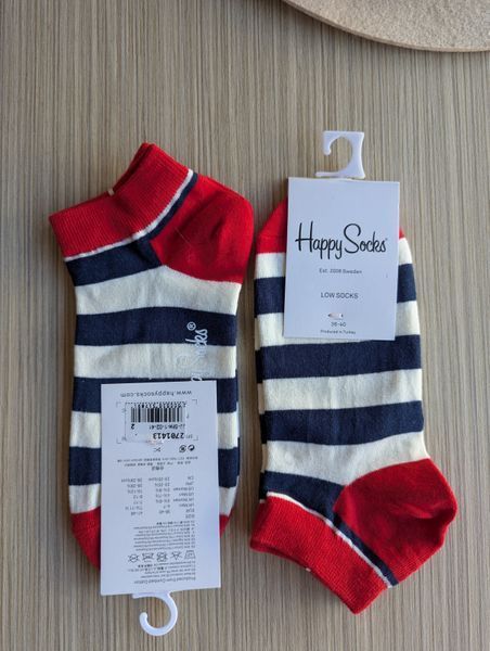 Шкарпетки короткі жіночі Happy Socks чорно-білі Смужка демісезонні фото