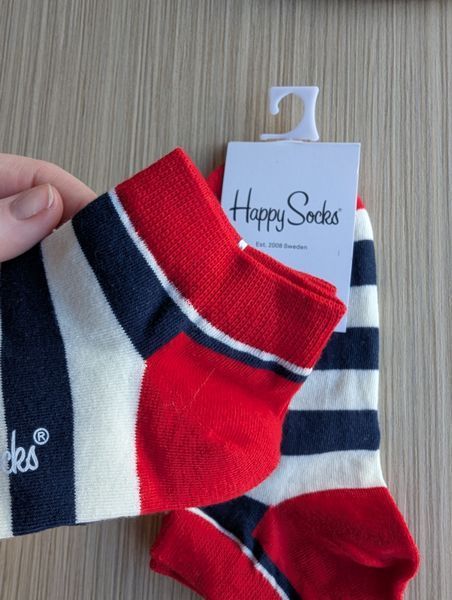 Шкарпетки короткі жіночі Happy Socks чорно-білі Смужка демісезонні фото