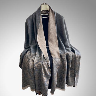 Жіночий шарф Fashion Орнамент сірий 65x185 см фото