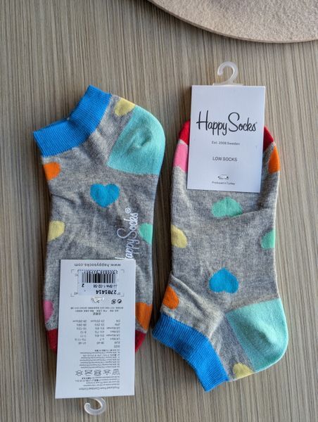 Шкарпетки короткі жіночі Happy Socks сірі Сердечка демісезонні фото