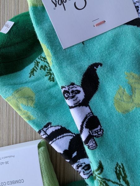 Шкарпетки жіночі Happy Socks зелені Панди демісезонні фото