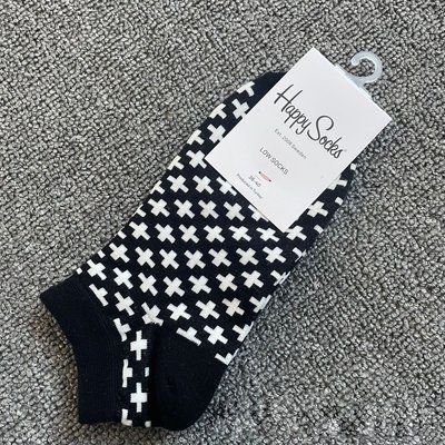 Шкарпетки короткі жіночі Happy Socks чорні Хрестики демісезонні фото