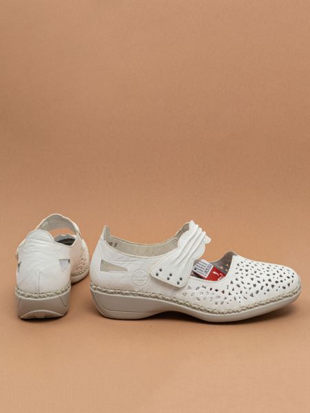 Жіночі літні туфлі Rieker 41399/80 білі натуральна шкіра фото