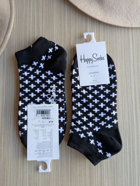 Шкарпетки короткі жіночі Happy Socks чорні Хрестики демісезонні фото