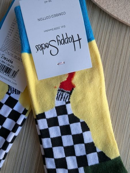 Шкарпетки жіночі Happy Socks чорно-білі Пензлик демісезонні фото