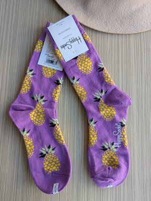 Шкарпетки жіночі Happy Socks фіолетові Ананаси демісезонні фото