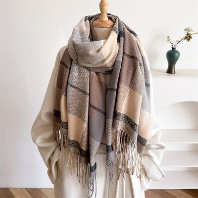 Жіночий шарф Fashion сірий-коричневий імітація кашеміру 70x205 см фото
