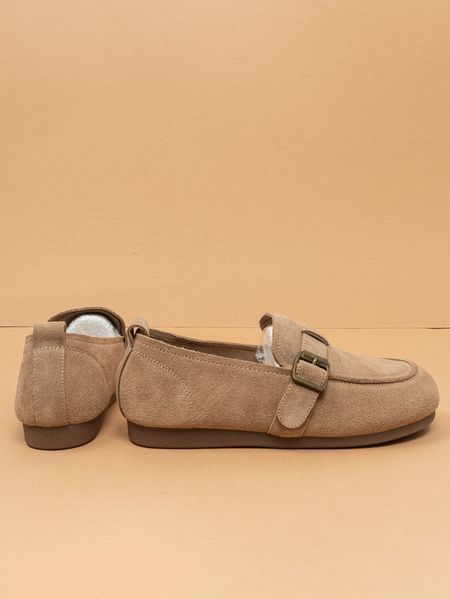 Жіночі туфлі лофери Fashion 5521 бежеві натуральна замша фото