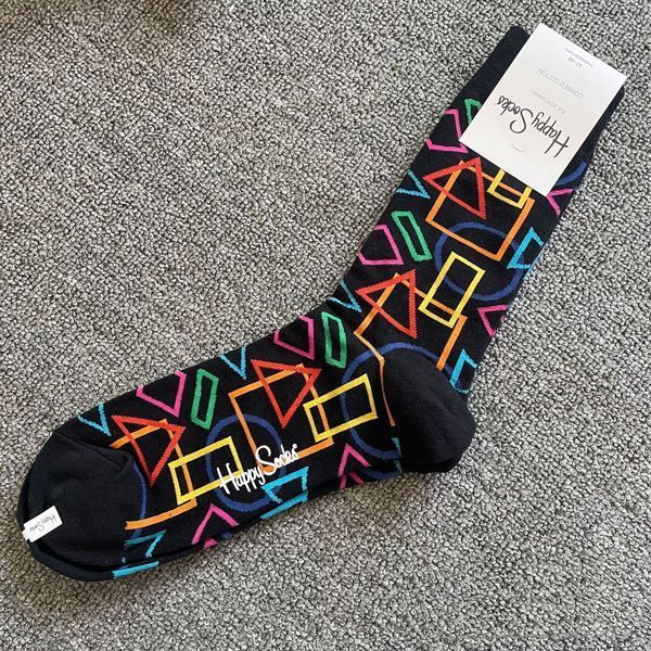 Шкарпетки чоловічі Happy Socks чорні Геометричні фігури демісезонні фото