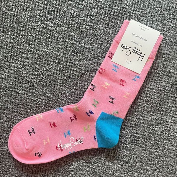 Шкарпетки жіночі Happy Socks рожеві Пальми демісезонні фото