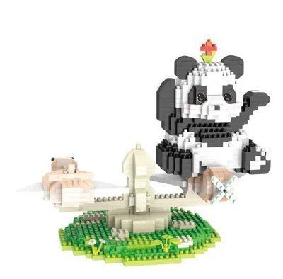 Конструктор з мікроблоків Panda 66552 панда на каруселі 1000 блоків фото