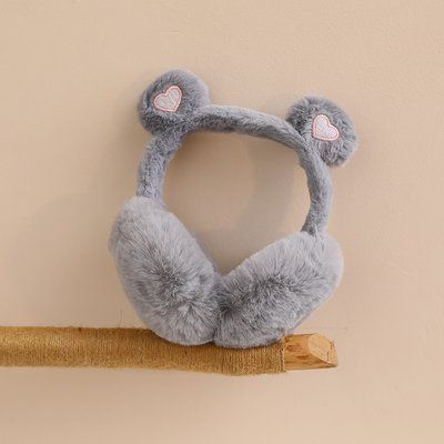 Дитячі теплі навушники Fashion сірі Сердечки фото