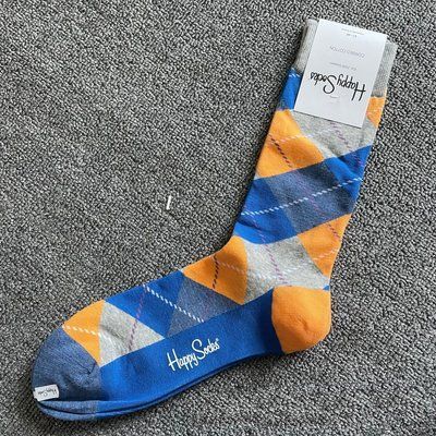 Шкарпетки чоловічі Happy Socks сіро-сині Ромб демісезонні фото