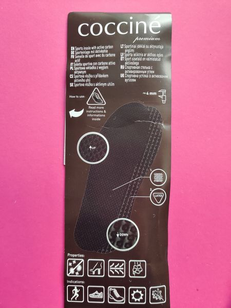 Спортивні устілки з активованим вугіллям Coccine 665/74 Sport Ultra Active Carbon антибактеріальні фото