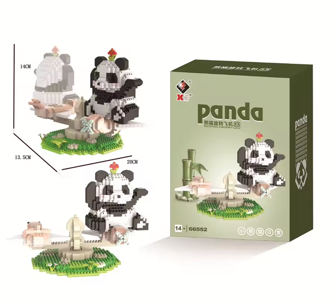 Конструктор з мікроблоків Panda 66552 панда на каруселі 1000 блоків фото