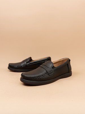 Чоловічі туфлі Belvas 2621 чорні перфорація натуральна шкіра фото