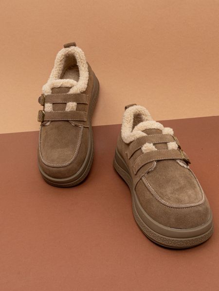 Жіночі зимові черевики угги Leathershoes 5557 коричневі натуральна замша фото