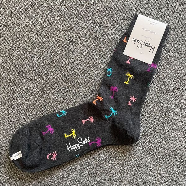 Шкарпетки чоловічі Happy Socks темно-сірі Пальми демісезонні фото
