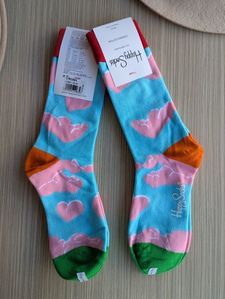 Шкарпетки жіночі Happy Socks блакитні Хмаринки демісезонні фото