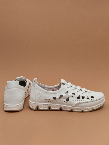 Жіночі літні туфлі Rieker 49956/80 білі натуральна шкіра фото