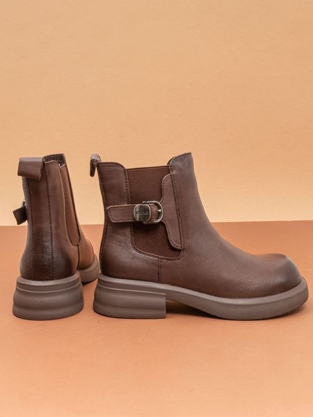 Жіночі черевики челсі Fashion ZM258051DL коричневі натуральна шкіра демі фото