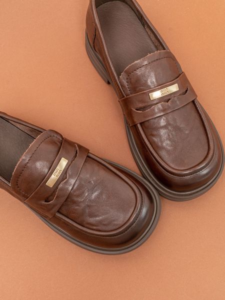 Жіночі лофери туфлі Fashion ZM258219 коричневі натуральна шкіра фото