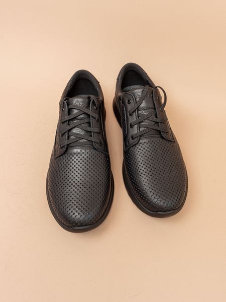 Чоловічі кросівки з перфорацією Clubshoes STNn чорні натуральна шкіра фото