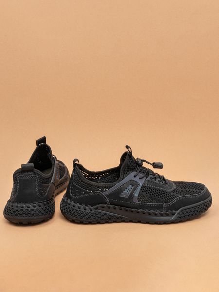 Чоловічі кросівки літні туфлі Fashion 2330 чорні сітка фото
