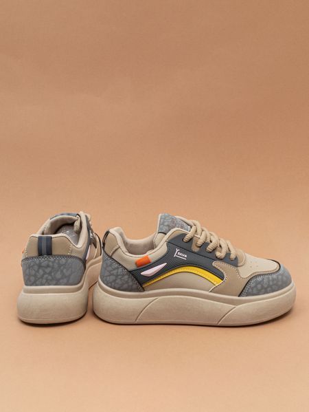 Жіночі кросівки Fashion K1225 бежеві/сірі екошкіра фото