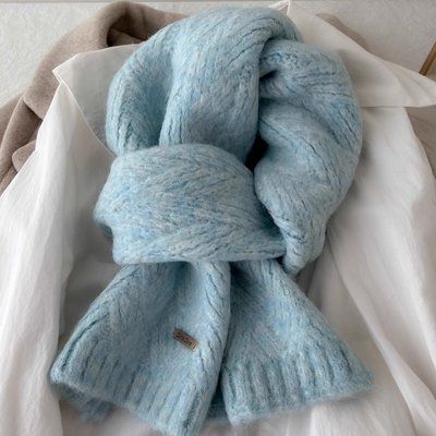 Жіночий зимовий шарф Fashion блакитний вовна альпаки 24x160 см фото