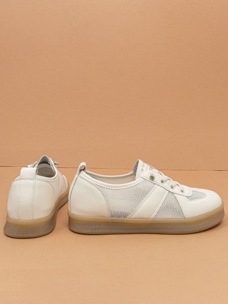 Жіночі кеди Leathershoes 6657 молочні натуральна шкіра фото