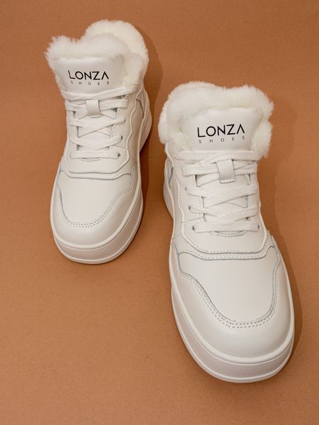 Утеплені жіночі кросівки Lonza 1111125 білі шкіряні фото