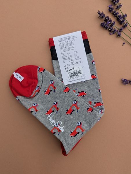 Шкарпетки чоловічі Happy Socks сірі Мопед демісезонні фото