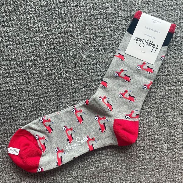 Шкарпетки чоловічі Happy Socks сірі Мопед демісезонні фото