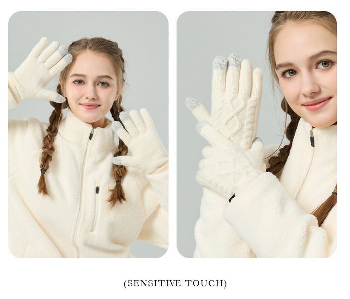 Рукавички жіночі зимові Fashion бежеві сенсорні фото