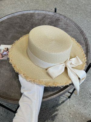 Жіночий солом'яний капелюх Fashion Стрічка бежевий 55-59 фото